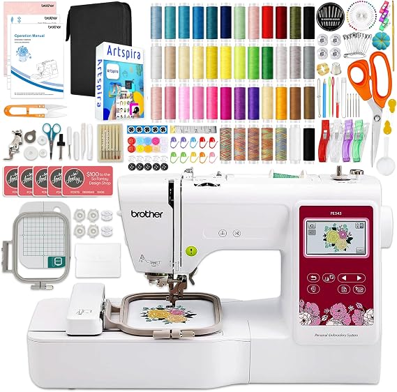 Brother PE545 4" x 4" Embroidery Machine with 200+ Accessories Bundle