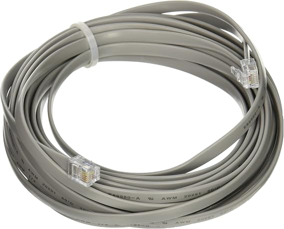 Legrand - C2G RJ12 6C6P Straight Modular Cable, Straight Through Pinned Cable, Silver Modern Cable, 25 Feet, C2G 08114