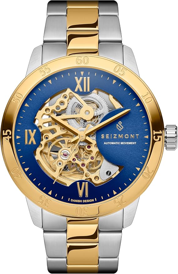 Dante II | Black Skeleton Watch with Gold-Tone Movement