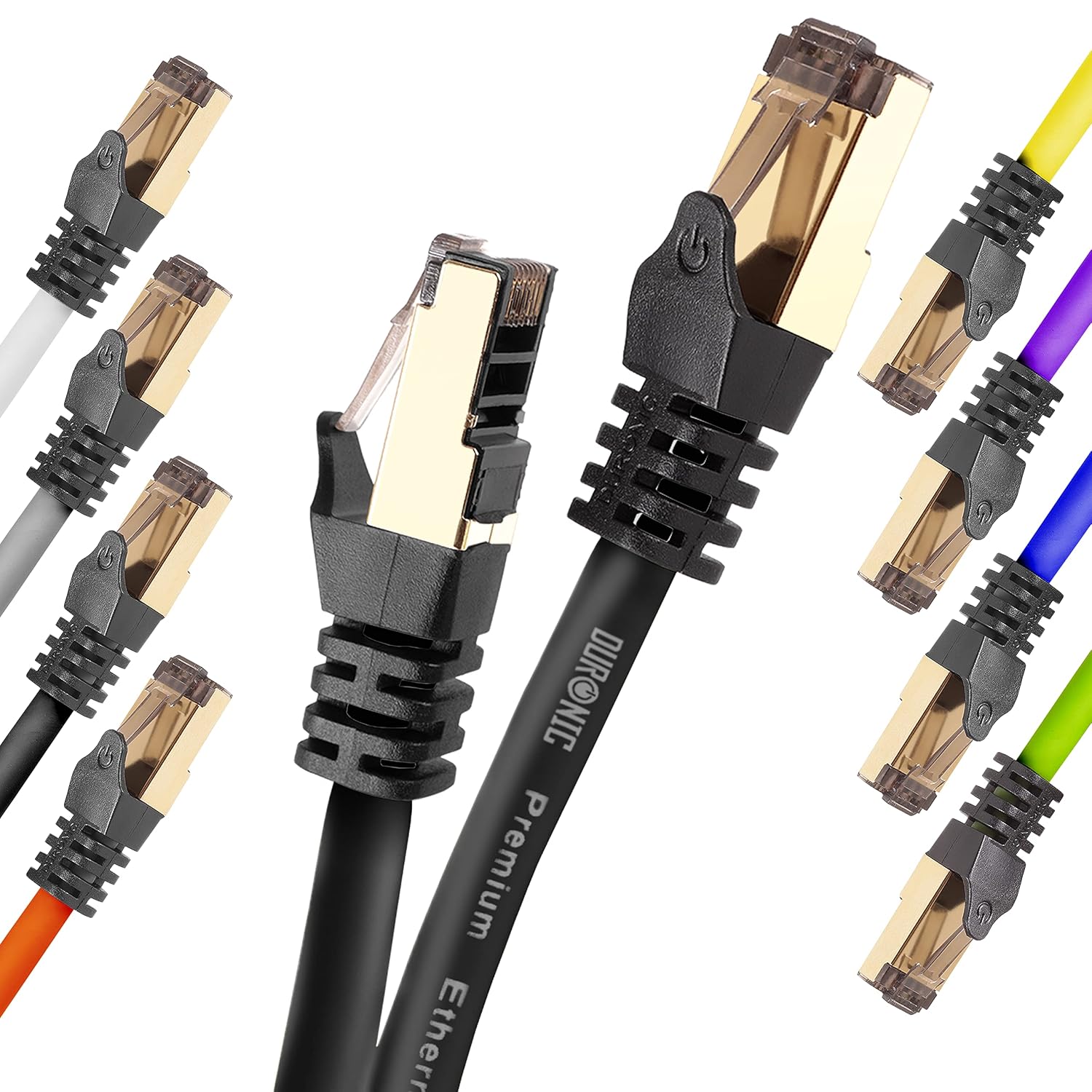 Duronic Black 10M CAT8 Cable | SFTP Shielded Ethernet Wire | Super-Fast Network Patch Lead | Supports Bandwidth up to 2GHz2000MHz | Snagless Gold RJ45 Connections | Data Transmission 40 Gigabit