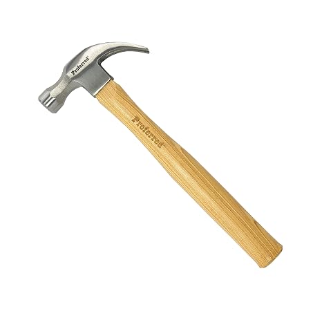 Curved Claw Hammer, 16 oz Hammer, Polished Face, Hickory Handle Hammer, T49024
