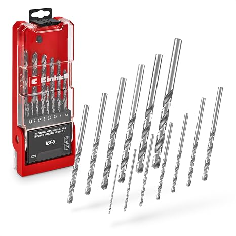 Orijinal Einhell 13 Parça HSS-G Metal Matkap Ucu Seti (HSS 4241 Çelik, Yüksek Parlaklıkta Taşlanmış, 135° Split-Point Uç, Frezelenmiş Tip N Helis, Yuvarlak Sap, Saklama Kutulu)