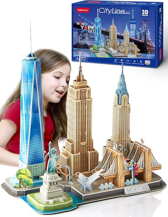 CubicFun 3D Puzzles for Kids Ages 8-10 - New York City | STEM Projects Arts and Crafts for Kids Ages 8-12 - Toys for Girls 8-10 - 8 Year Old Girl Birthday Valentine Gift for Kid 8-12