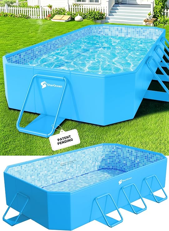 StarOcean 2026 Foldable Pool, Large Non-Inflatable Swimming Pool for Kids,Adult Collapsible Pools Hard Plastic Shell, Oversized Thickened,Portable Folding Kids Pools for Backyard 89"x48"x20"-Dark Blue