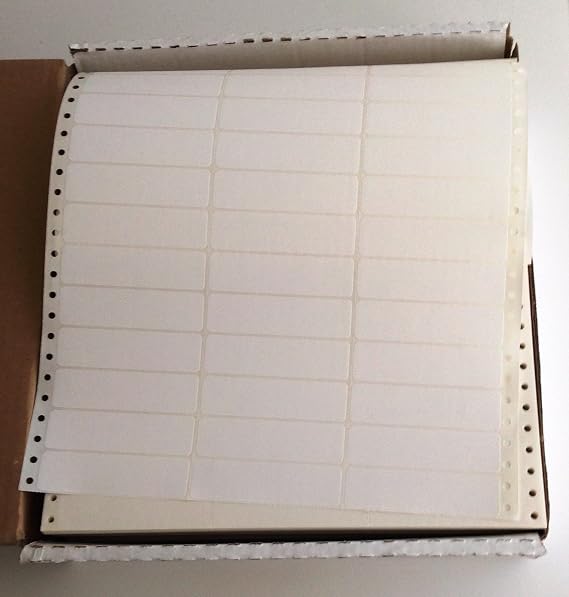 Linco 3-UP White Pinfed Continuous, Pressure-Sensitive Labels, 3 1/2 x 15/16, Box of 15000