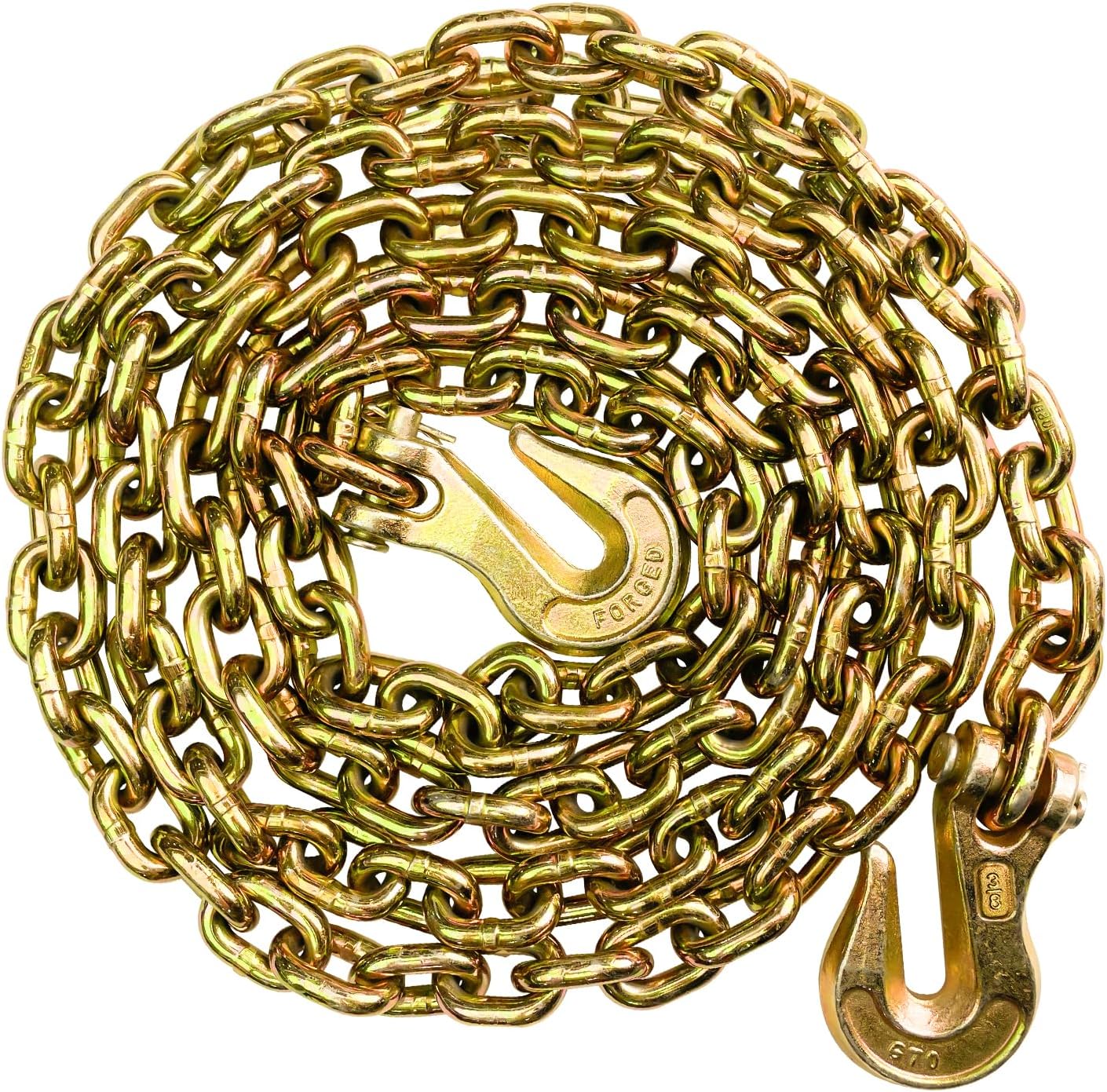 3/8 Chain Trailer Chains with Hooks, Grade 80 Tow Log Chain 7100 lbs Working Load for Truck Farm Construction