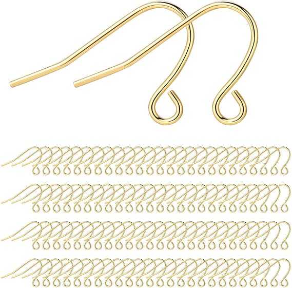 200 Pack Gold Earring Hooks Wires Supplies for Jewelry Making Earrings Findings for Jewelry Making Kit