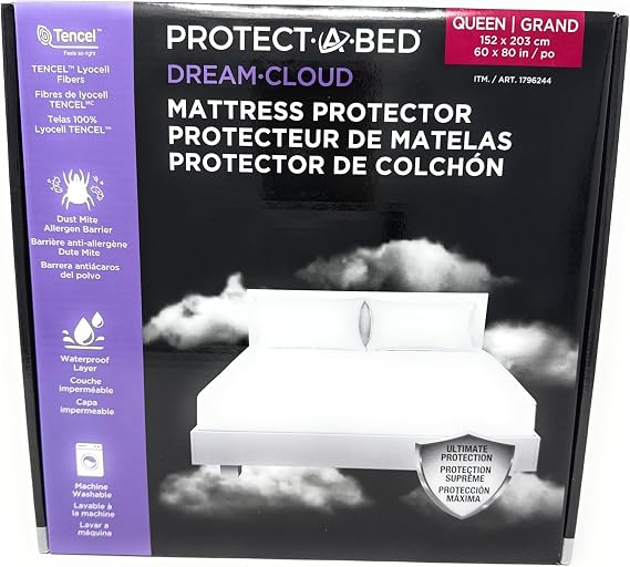 Protect-A-Bed Mattress Protector Waterproof, Breathable, Tencel Lyocell Top Available in Queen & King Sizes (Queen)