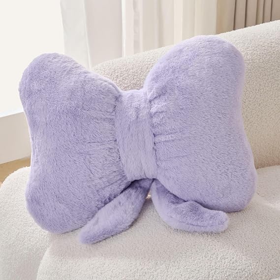 Bow Pillow Throw Pillows Butterfly Shaped Decorative Cute Pillows for Bed Sofa Cute Home Decor,Purple 14.5 * 12inch