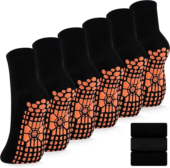 GRPSKCOS Non Slip Socks for Men House Socks with Grips 3 Pairs Anti-Skid Yoga Pilates Tile Wood Floors Hospital Slipper Sock