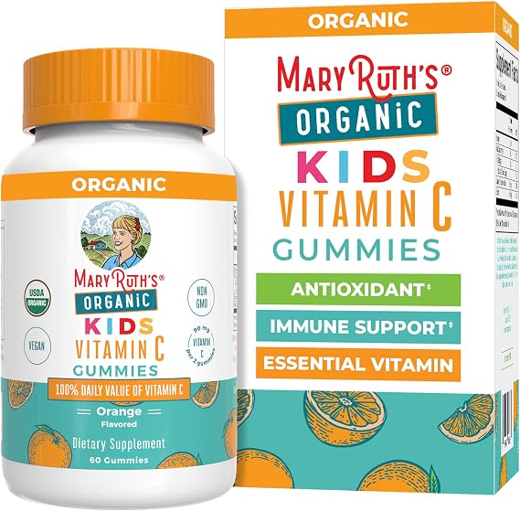 MARYRUTH'S Kids Vitamin C Gummies, 60 Servings, Immune Support Supplement