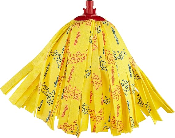 Vileda SuperMocio Soft Mop 30% EXTRA Microfibre REFILL ONLY by | 30% Microfibre | Strong Suction | Compatible with SuperMocio Systems | Lemon Shaped Head for Corners | Yellow