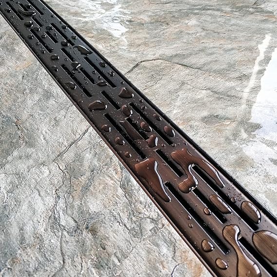 Neodrain 24" Antieque Copper Linear Shower Drain with Brick Pattern Grate