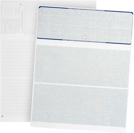 Blue Summit Supplies 500 Blank Check Stock, 24lb, 8.5" x 11", Blue Linen