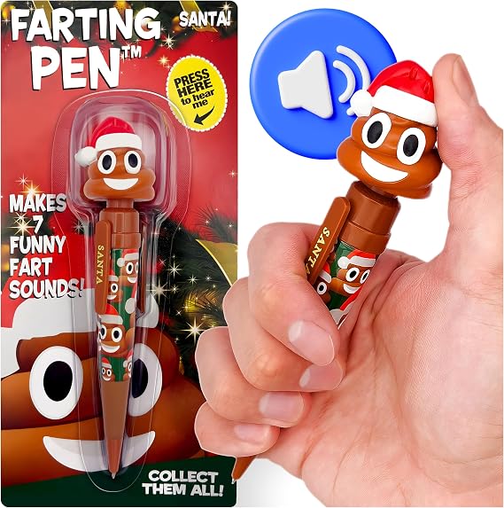 Farting Poop Pen with Funny Fart Sounds - Novelty Gag Gift (Santa)