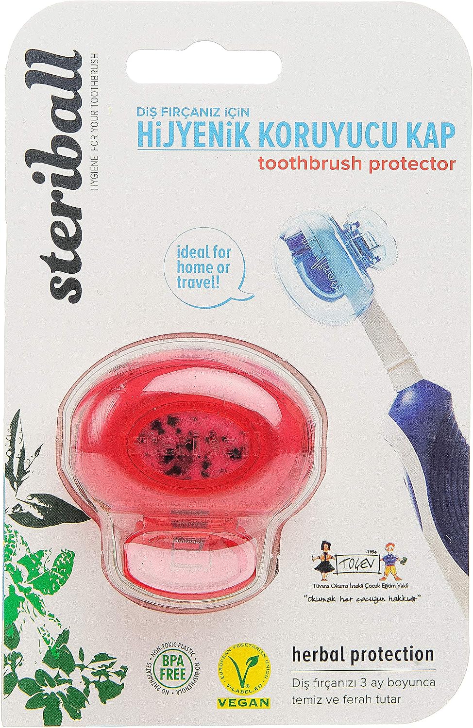 Steriball Toothbrush Protection Container - Red