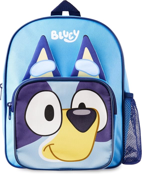 Bluey Mini Backpack for Kids Toddlers, Small Bag 11.5x9 in with Adjustable Straps for Travel Picnic Vacation Gifts for Kids (Blue)