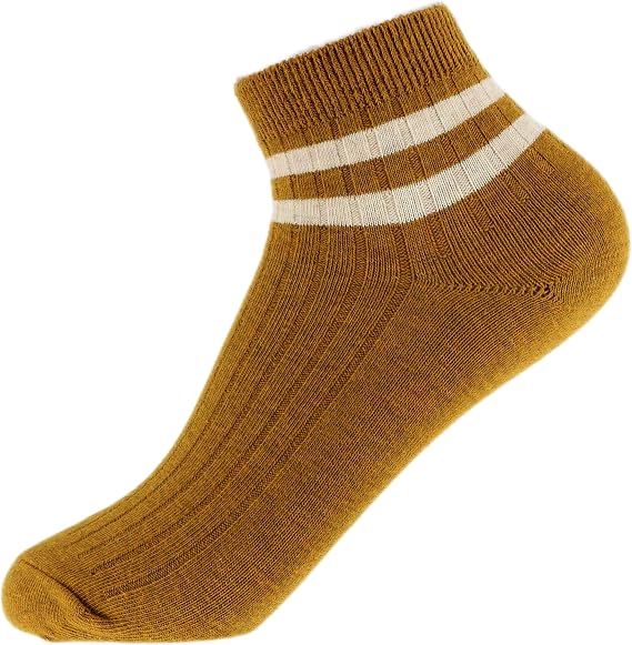 Aniler 4 Pairs Women's Summer Thin Short Cotton Socks with Color-Contrasting Stripes and Odor-resistant Design Short Socks