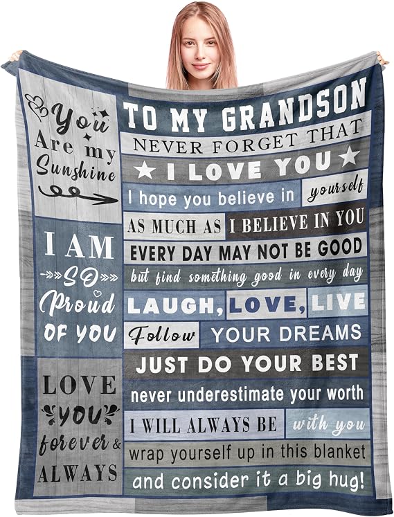 Gifts for Grandson Blanket from Grandma Grandpa - 60"x50"