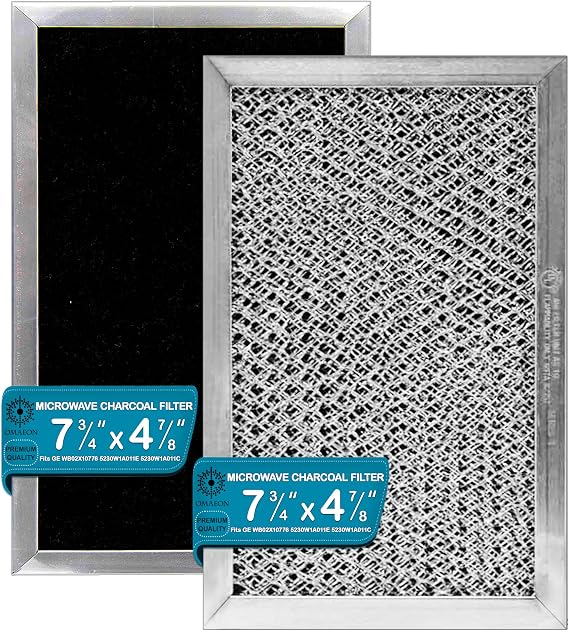 Microwave Charcoal Filter Replacement for GE JX81C WB02X10776 WB02X33061, Compatible with LG 5230W1A011E 5230W1A011B 5230W1A011C, Activated Carbon Vent Filter, 4.87" x 7.75", 2 Pack