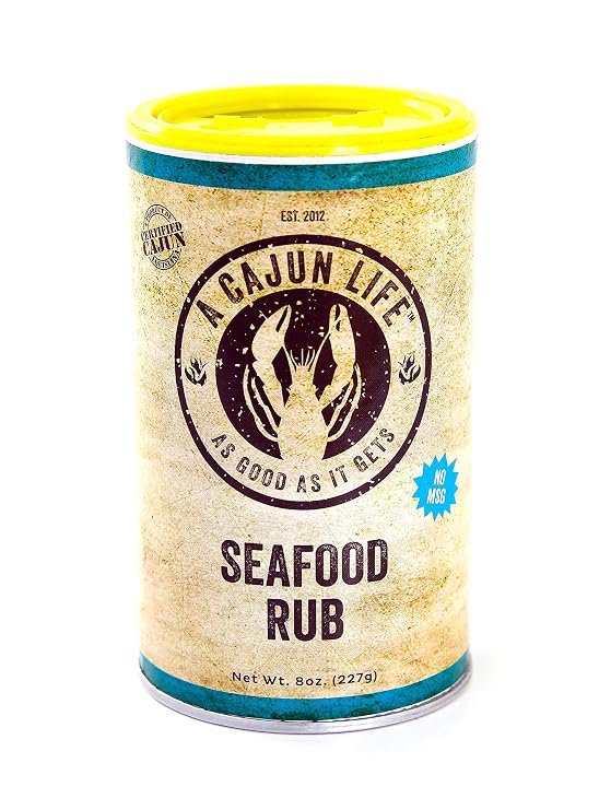 A Cajun Life Seafood Rub | Authentic Certified Cajun Seafood Seasoning Rub, Non-GMO, No MSG, 8 oz