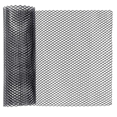 AcbbMNS 39 x 13 inch Car Grill Mesh 3x6mm Rhombic-Grid Hole, Black Aluminum Alloy Grille Mesh Sheet Automotive Grille Insert