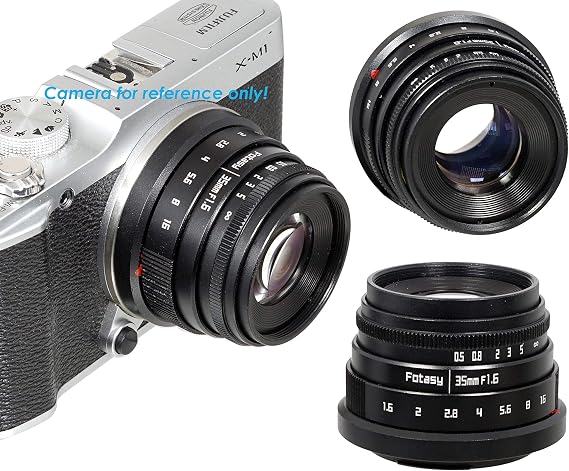 Fotasy Manual 35mm f1.6 APSC Lens for Fuji X Mount Mirrorless Cameras, FX Prime 35 mm, Compatible with Fujifilm X-Pro2 X-Pro3 X-E2 X-E3 X-A10 X-T1 X-T2 X-T3 X-T4 X-T10 X-T20 X-T30 X-T30II X-T100 X-H1