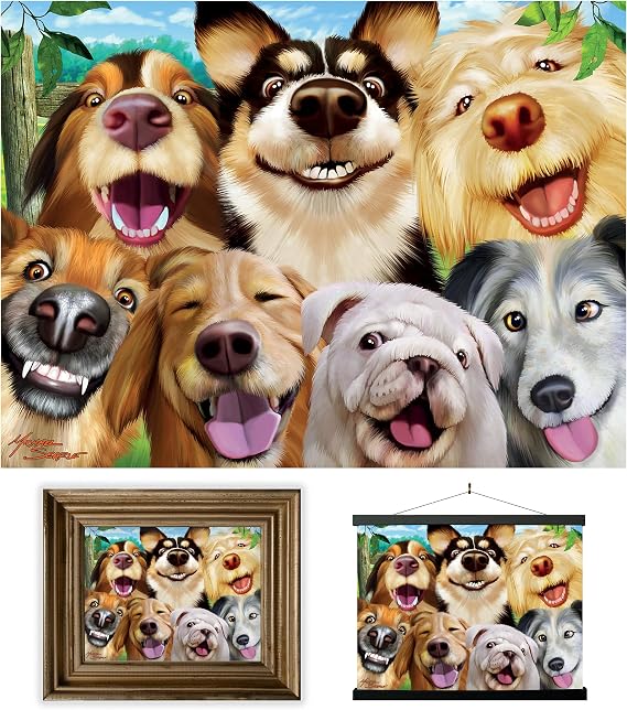 3D LiveLife Lenticular Pictures - Canine Selfie from Deluxebase. A3 Unframed Deep 3D Effect Animal Wall Art for Living Room, Bedroom or Kitchen. Unique Dog Print Poster for Home Decor.