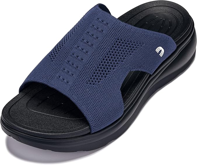 CALTO Men's Invisible Height Increasing Elevator Shoes - Ultra Light-weight Slip-on Comfort Sandals - 2 Inches Taller