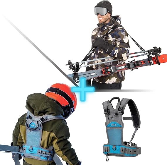 Ski & Snowboard Training Harness + Ski & Pole Carrier Bundle - Teach Your Child The Fundamentals of Skiing and Snowboarding - Complimented by Ski & Pole Carrier to Help Them Get to The Mountain