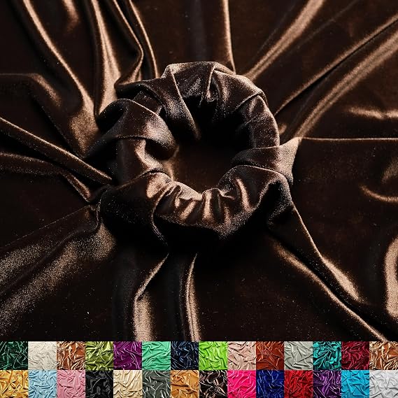 Ice Fabrics Stretch Velvet Fabric by The Yard - 60" Wide Soft Stretchy Fabric for Sewing Clothes, Apparel, Costume, Crafts - 90% Polyester 10% Spandex - Chocolate - 1 Yard