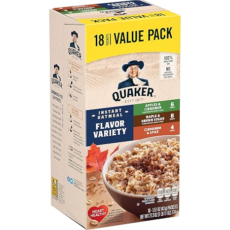 Quaker Instant Oatmeal, Variety Value Pack, 18 Count
