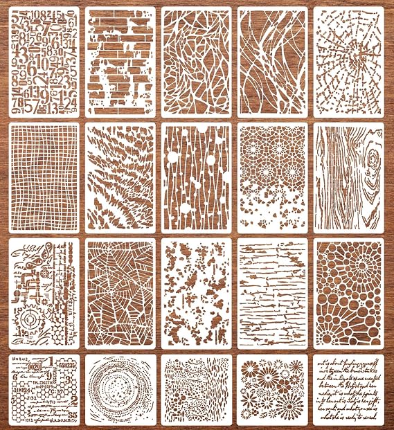 Cubist Stencils for Painting Texture Stencils for Crafts Reusable | Background Stencil Mixed Media Layering Stencil for Painting on Wood Furniture Card Canvas Scrapbook