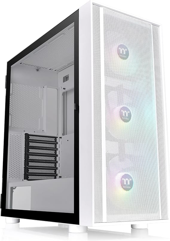 Thermaltake H570 TG ARGB Snow ATX Tempered Glass Mid Tower Computer Chassis with Three 120mm ARGB Lite Front Fan & Mesh Front Panel CA-1T9-00M6WN-01