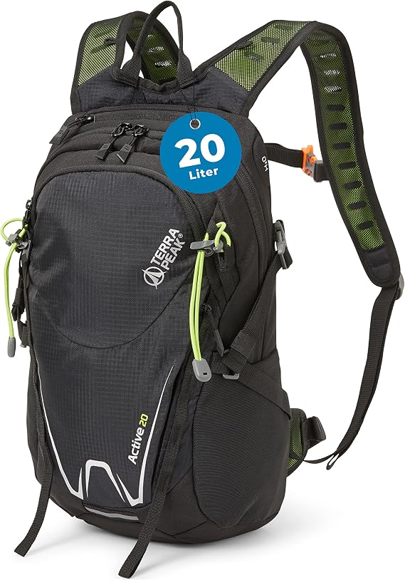 Terra Peak® Premium Wanderrucksack 20L (ACTIVE 20) Damen & Herren klein - Trekkingrucksack ergonomisch mit Rückenbelüftung Regenschutz & Trinksystemhalterung - Rucksack aus 3D Air Mesh & Hüftgurt