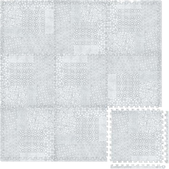 Play Platoon Kids Play Mat, 9 Tile 72x72 Inch - Neutral Print, Extra-Thick