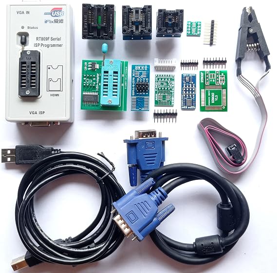 SETCTOP RT809F Programmer 8 Adapters IC Clip clamp eprom Programmer chip programm 1.8V Adapter VGA LCD Programmer ICSP Board 24 25 93 serise IC