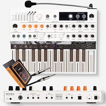 Arturia MicroFreak Vocoder Edition Hybrid Synthesizer 25-key Paraphonic Hybrid Hardware Synth and Vocoder with Poly-aftertouch Flat Keyboard and Gravity Phone Holder and EMB Cable Bundle