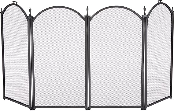 UniFlame Black 4-Fold 25-Inch Fireplace Screen