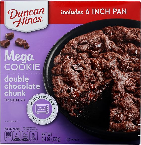 Duncan Hines Mega Cookie Double Chocolate Chunk Pan Cookie Mix, 8.4 OZ