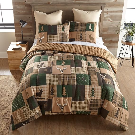 Donna Sharp Green Forest King Comforter Set | Measures 104 x 96, Includes 1 Comforter and 2 Standard Shams, Machine Washable
