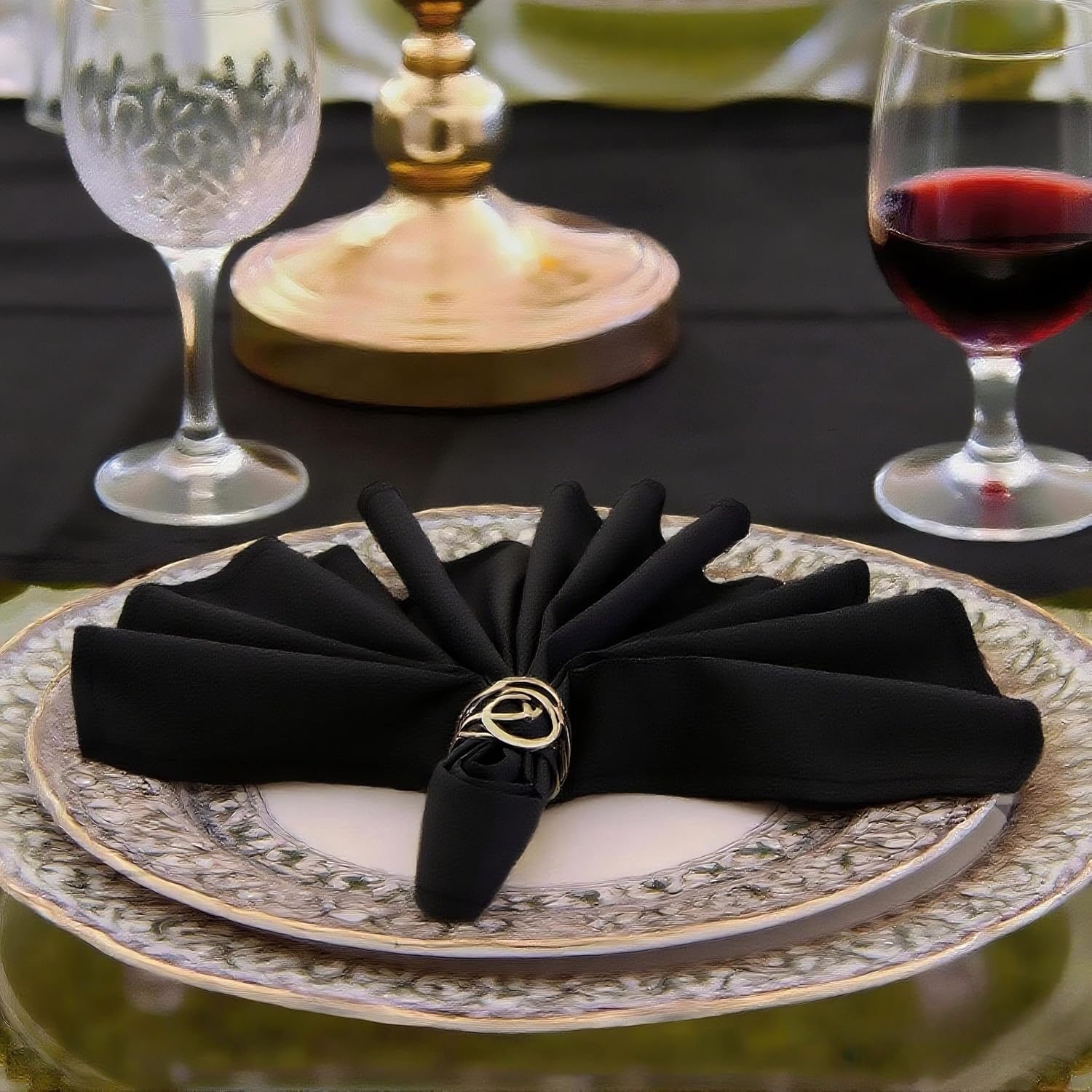 Black Cloth Napkins Washable Set of 6-210GSM Heavy-Duty 17x17 Inch Solid Table Napkins Cloth in Bulk, Reusable Napkins with Hemmed Edges for Dinner, Holiday, Wedding, Party & Everyday Use
