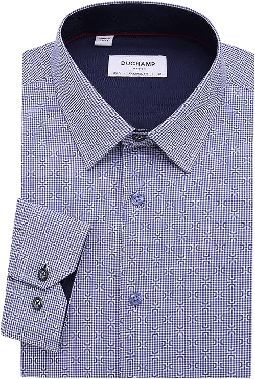 Duchamp London Geometric Dress Shirt (as1, Neck, 14_Point_5, 18, 16.5) Red