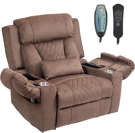 FUNECORP Big Man Power Lay Flat Lift Recliner Chair,Brown