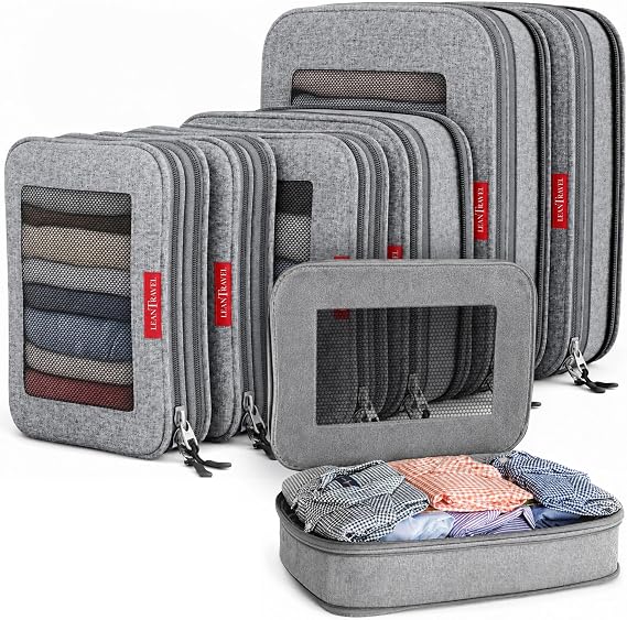 LeanTravel Compression Packing Cubes Luggage Organizers (3) Set