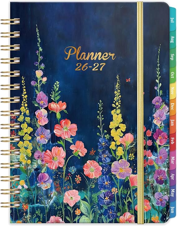 2026-2027 Planner Weekly Monthly, 6.4" x 8.5", July 2026 to June 2027 | Elastic Closure, Inner Pocket, Thick Paper, Coated Tabs, for Work Office, Flexible Cover, Yearly Overview, Holiday Pages