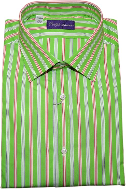 Ralph Lauren Polo Purple Label Mens Dress Shirt Green Stripe Italy Small $450