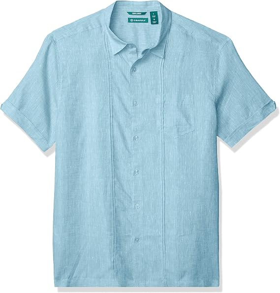 Cubavera Men's Dobby Textured One Pocket Pin Tuck Shirt