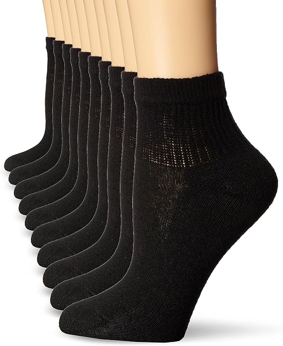 Hanes Women's Cushioned Athletic Ankle Socks (10-Pack)