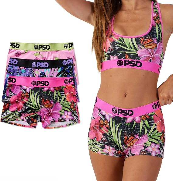 PSD Underwear Womens Boyshorts - Core Standard Boy Short 3 Packs, Comfortable Underwear for Womens, Womens Underwear Packs